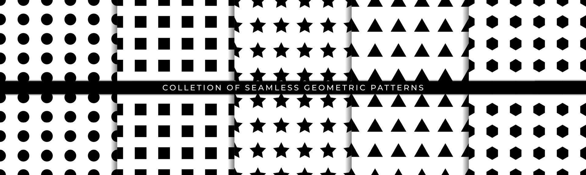 Set of Geometric seamless patterns. Seamless geometric pattern isolated on white vector