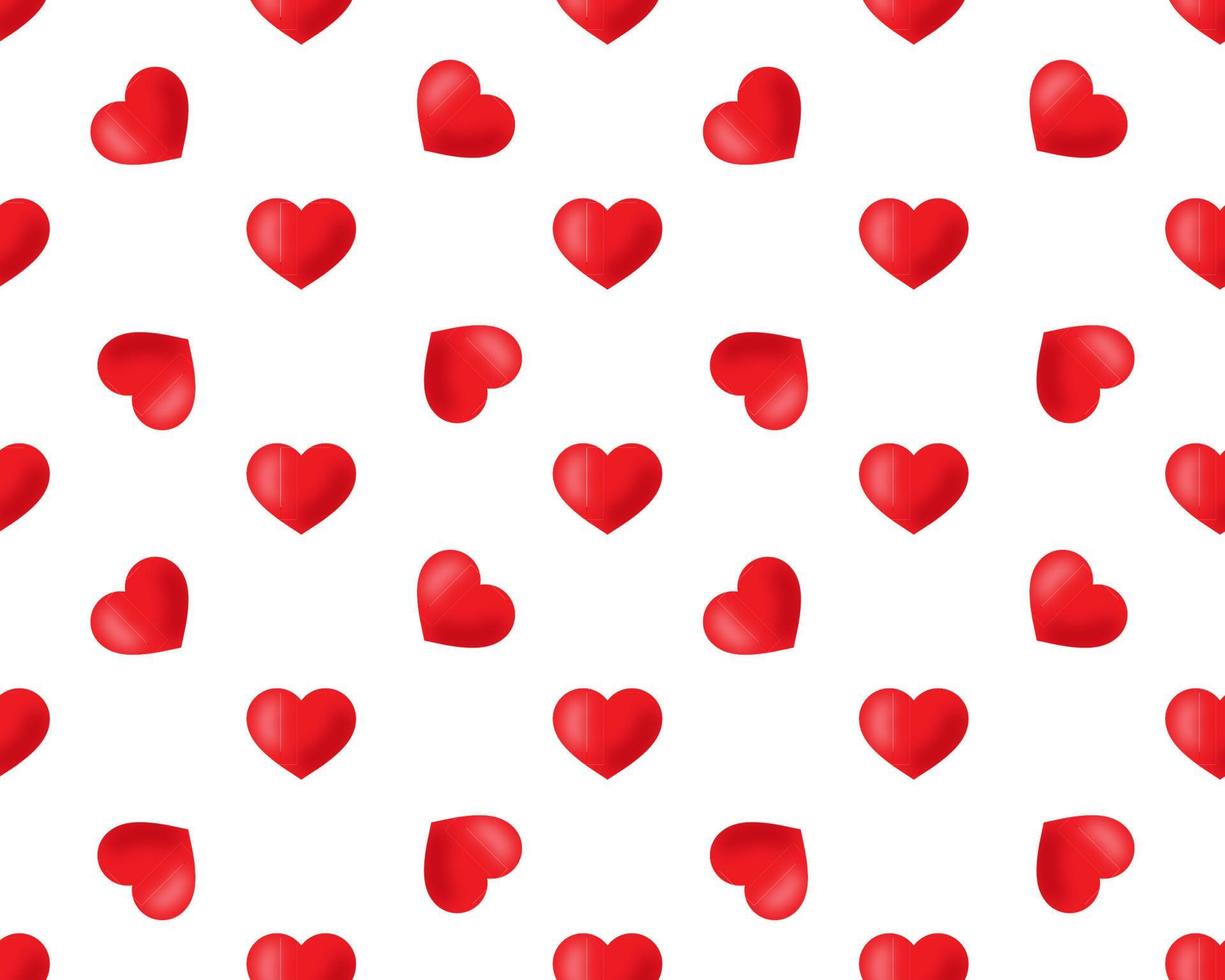 Simple heart shape seamless pattern in diagonal arrangement. Love and romantic theme background. Red vector wallpaper.