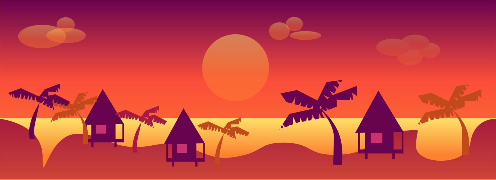 Sunset Beach Background vector