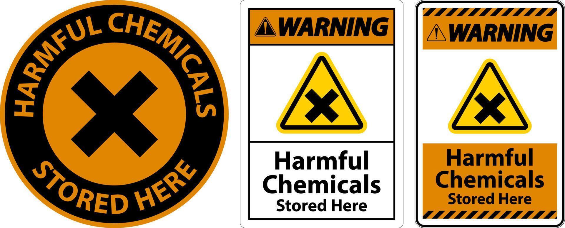 Warning Harmful Chemicals Stored Here Sign On White Background vector