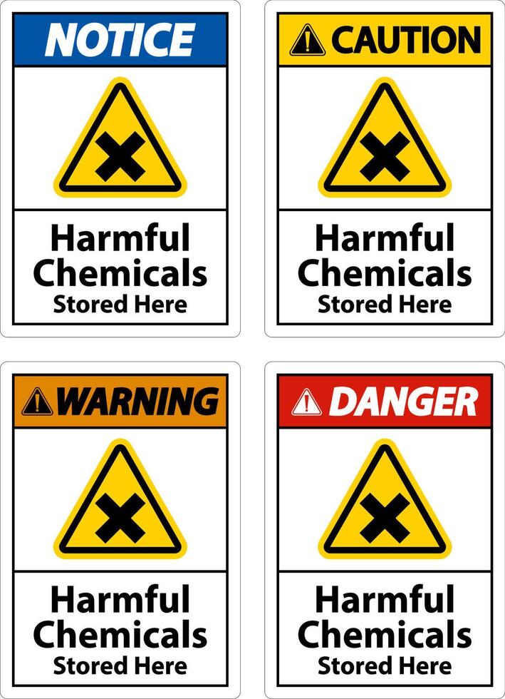 Harmful Chemicals Stored Here Sign On White Background vector