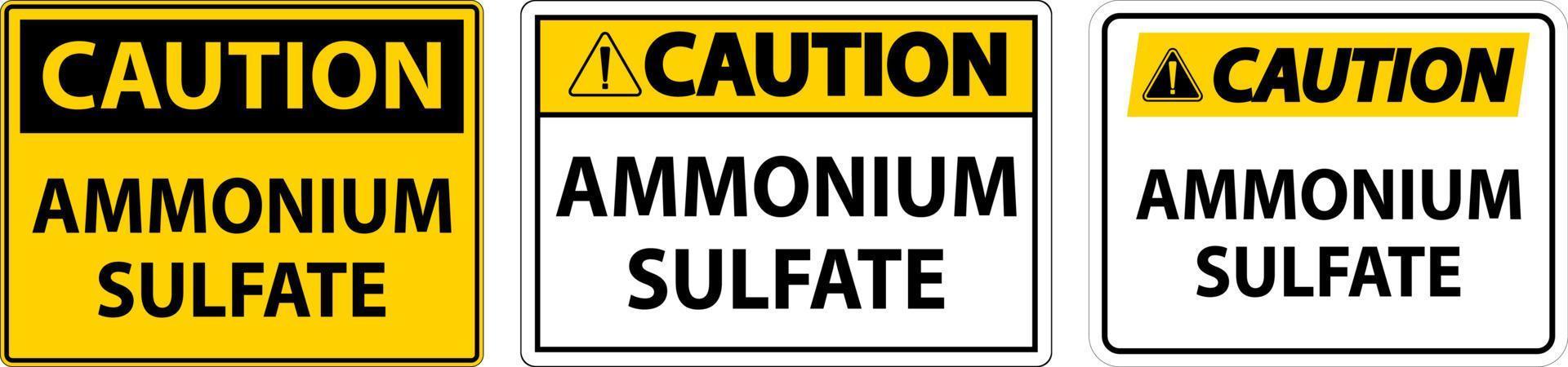 precaución signo de símbolo de sulfato de amonio sobre fondo blanco vector