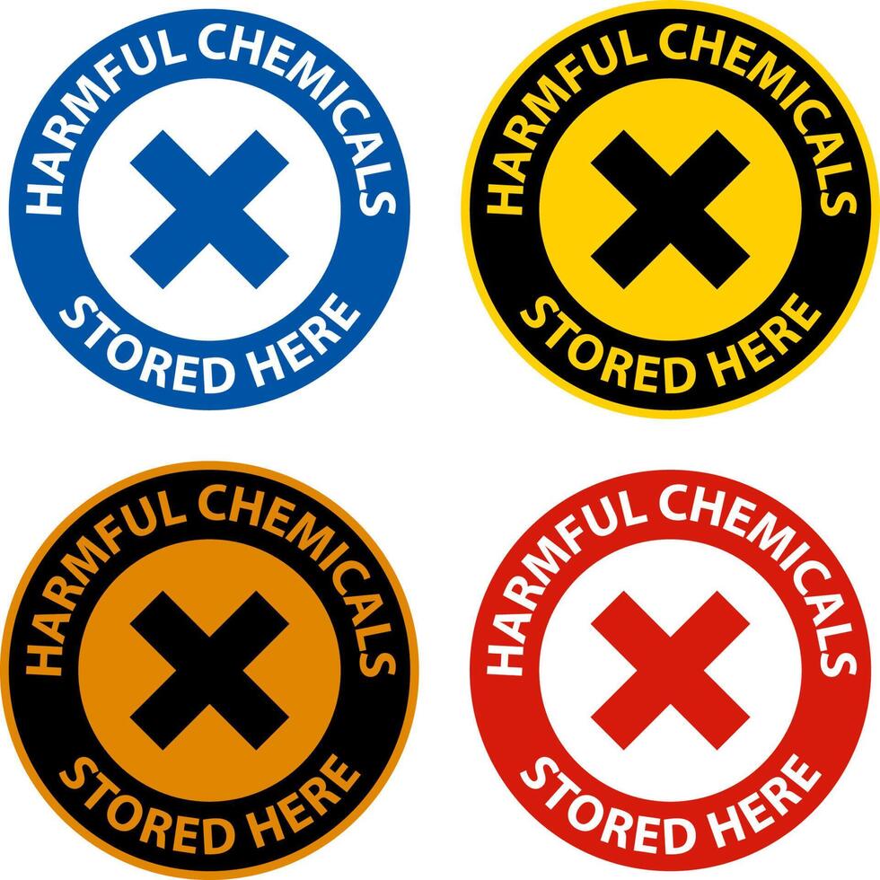 Harmful Chemicals Stored Here Sign On White Background vector