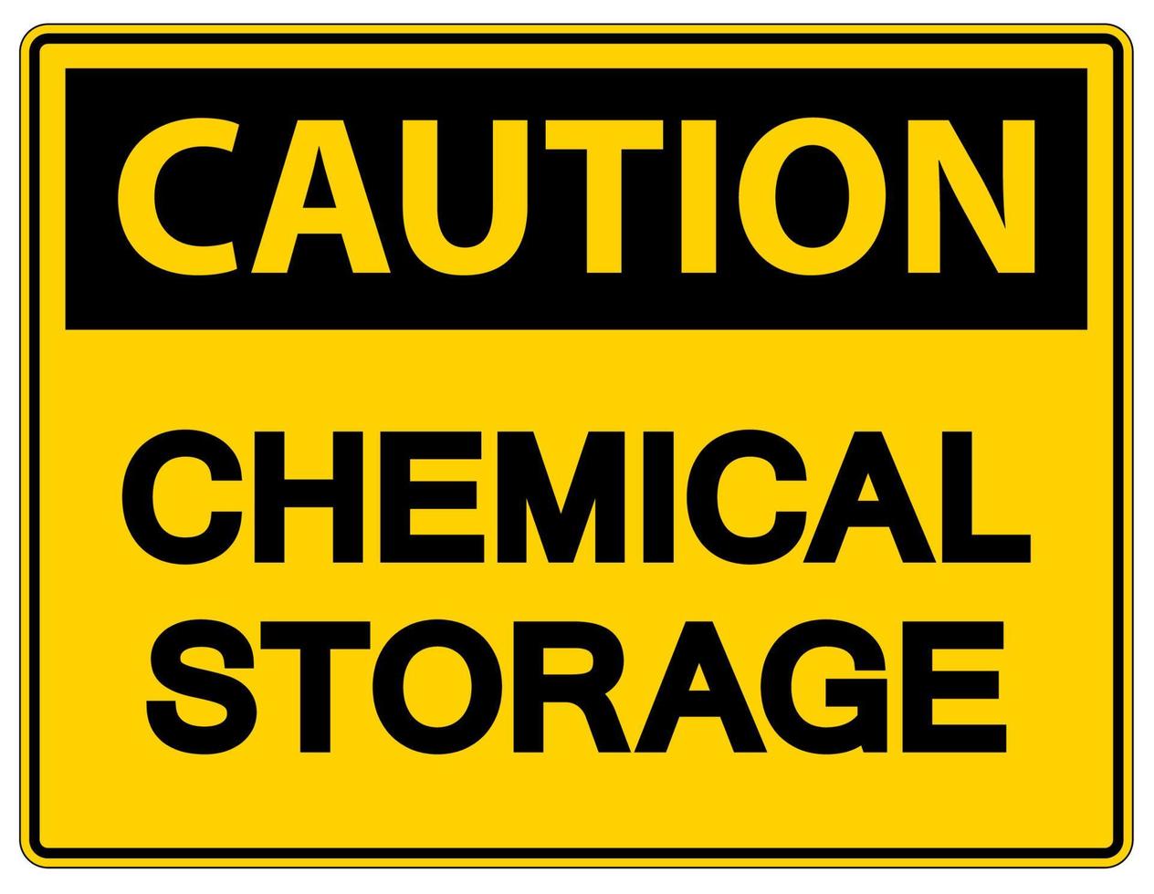 Precaución signo de almacenamiento de productos químicos sobre fondo blanco. vector