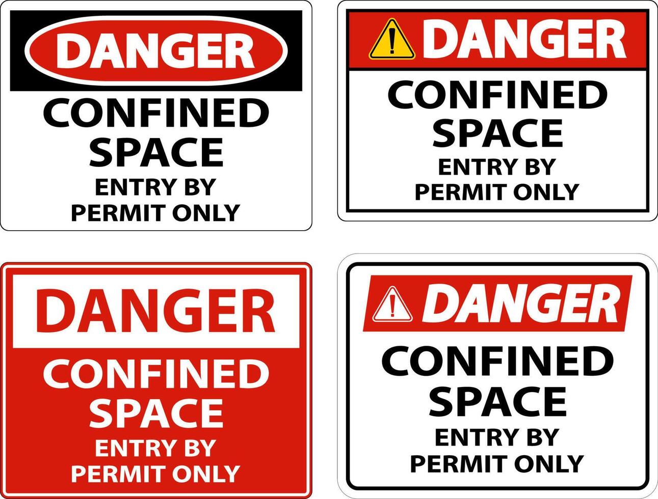 Danger Confined Space Entry By Permit Only Sign vector