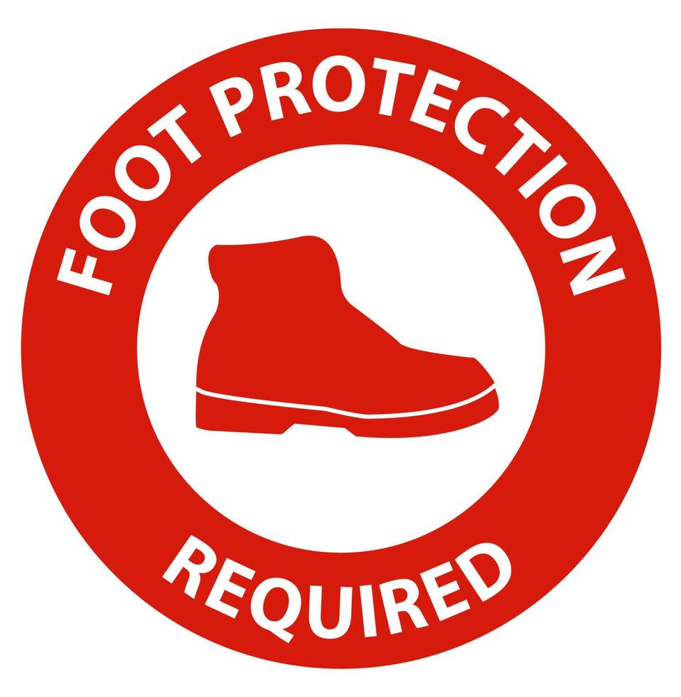 Danger Foot Protection Required Wall Sign on white background vector