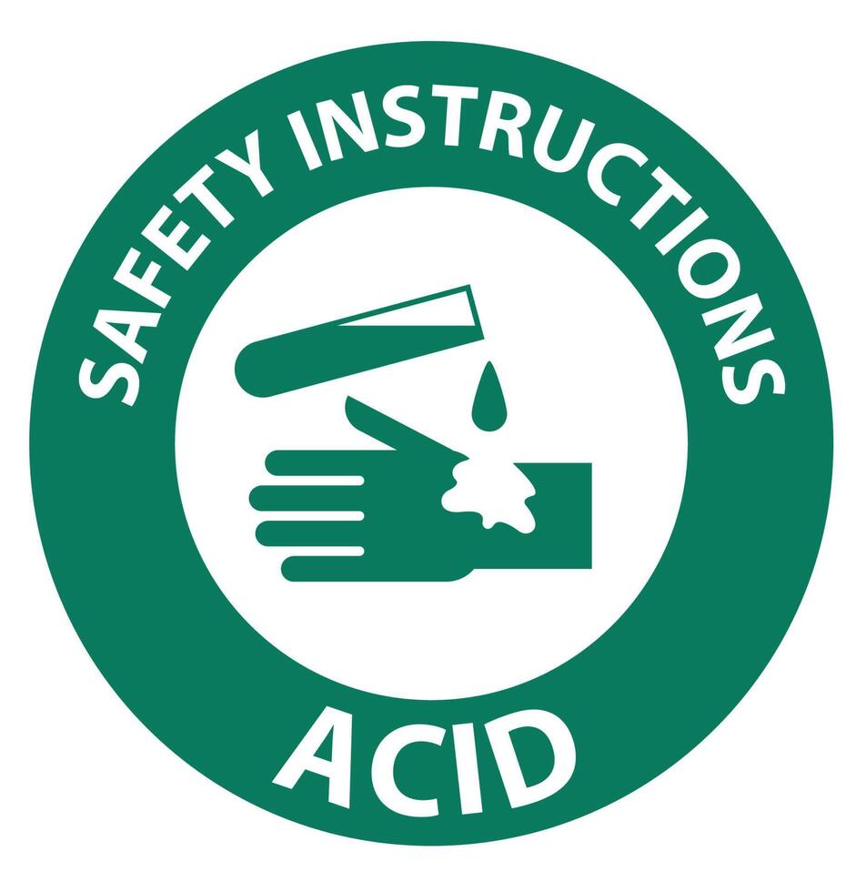 Label Acid Safety instructions Sign On White Background vector