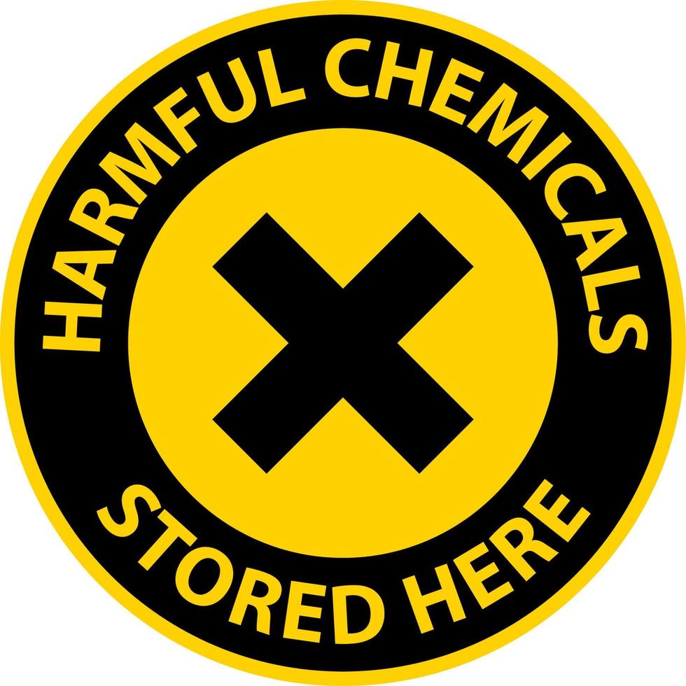 Caution Harmful Chemicals Stored Here Sign On White Background vector