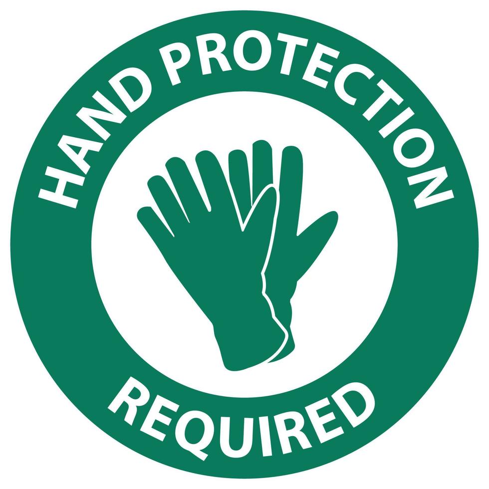 Instrucciones de seguridad protección de manos requerida firmar sobre fondo blanco. vector