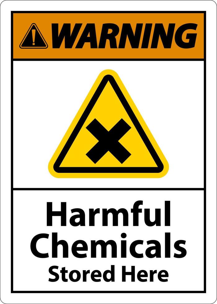 Warning Harmful Chemicals Stored Here Sign On White Background vector