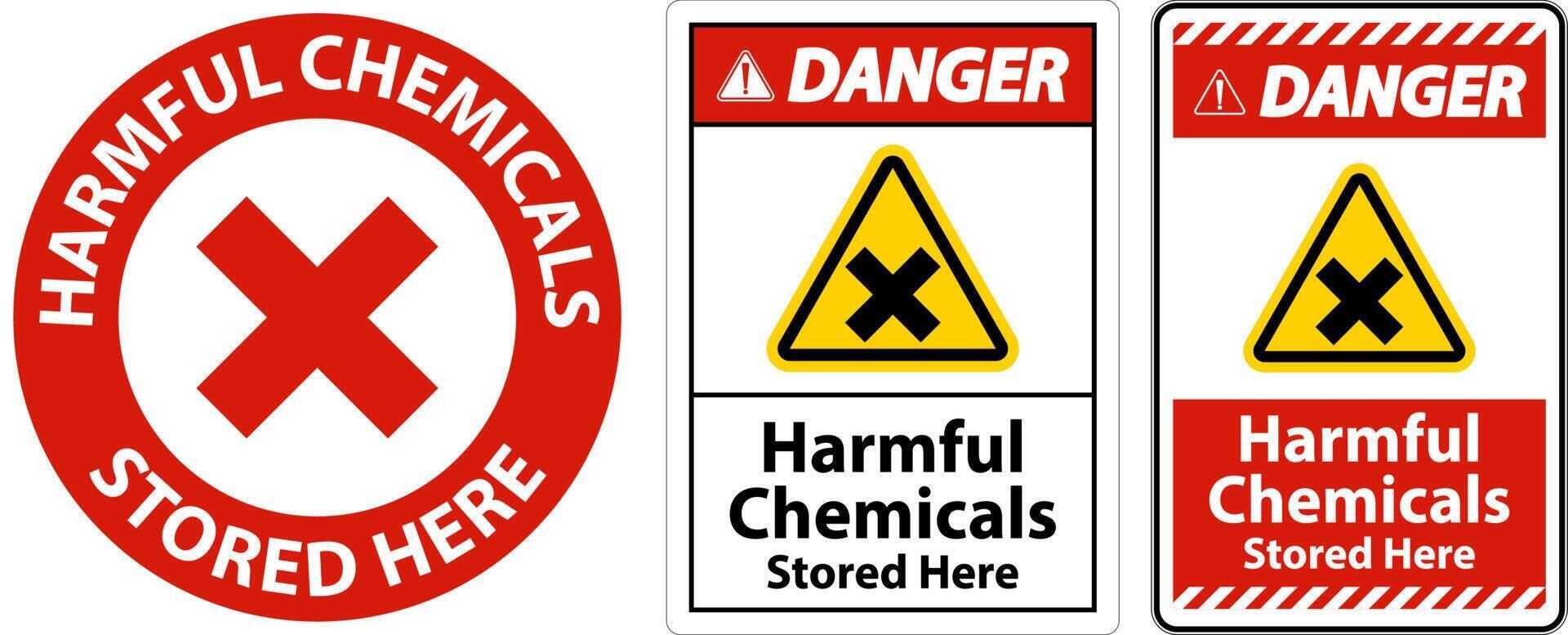 Danger Harmful Chemicals Stored Here Sign On White Background vector