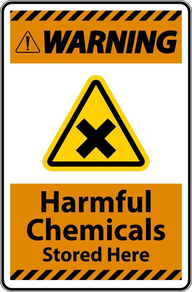 Warning Harmful Chemicals Stored Here Sign On White Background vector