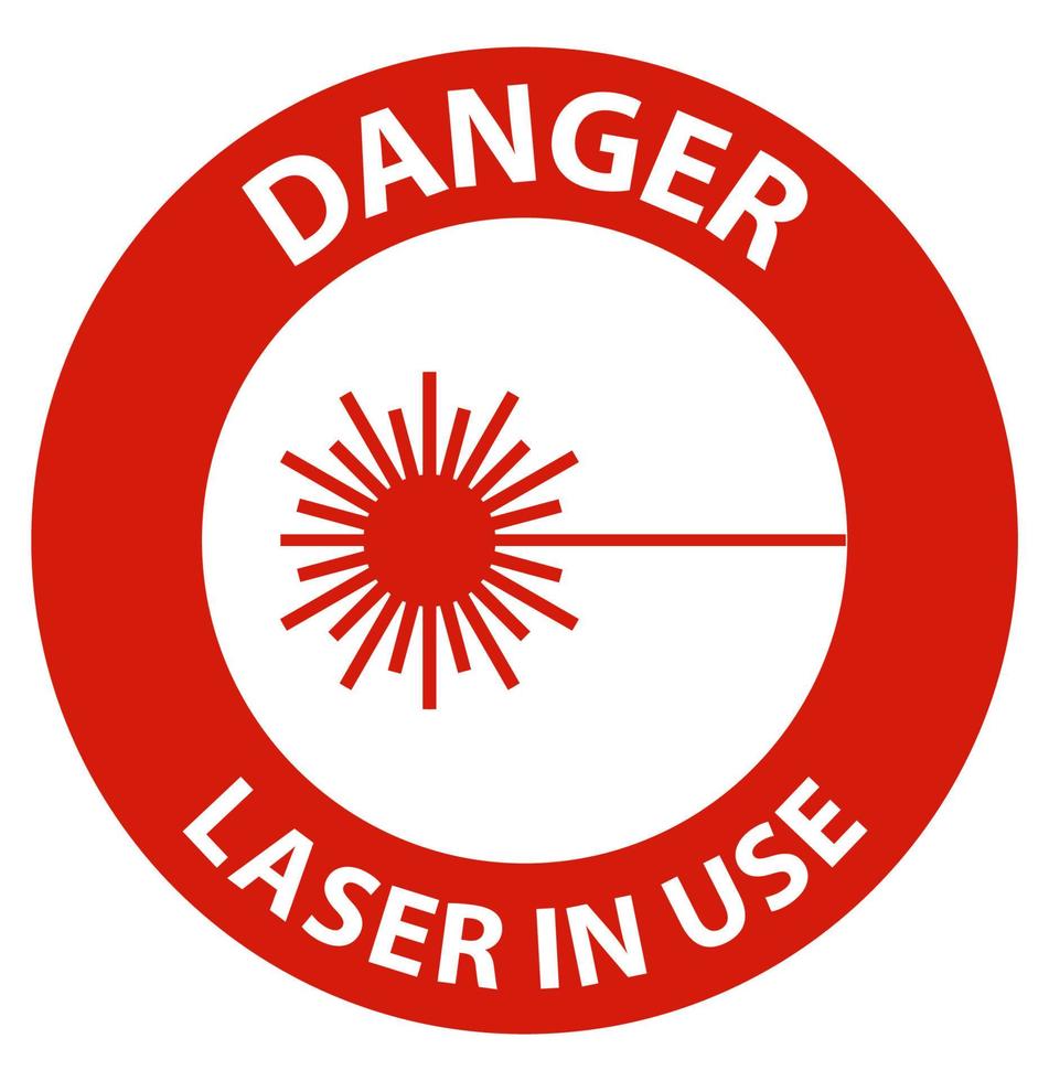 láser de peligro en uso signo de símbolo sobre fondo blanco vector