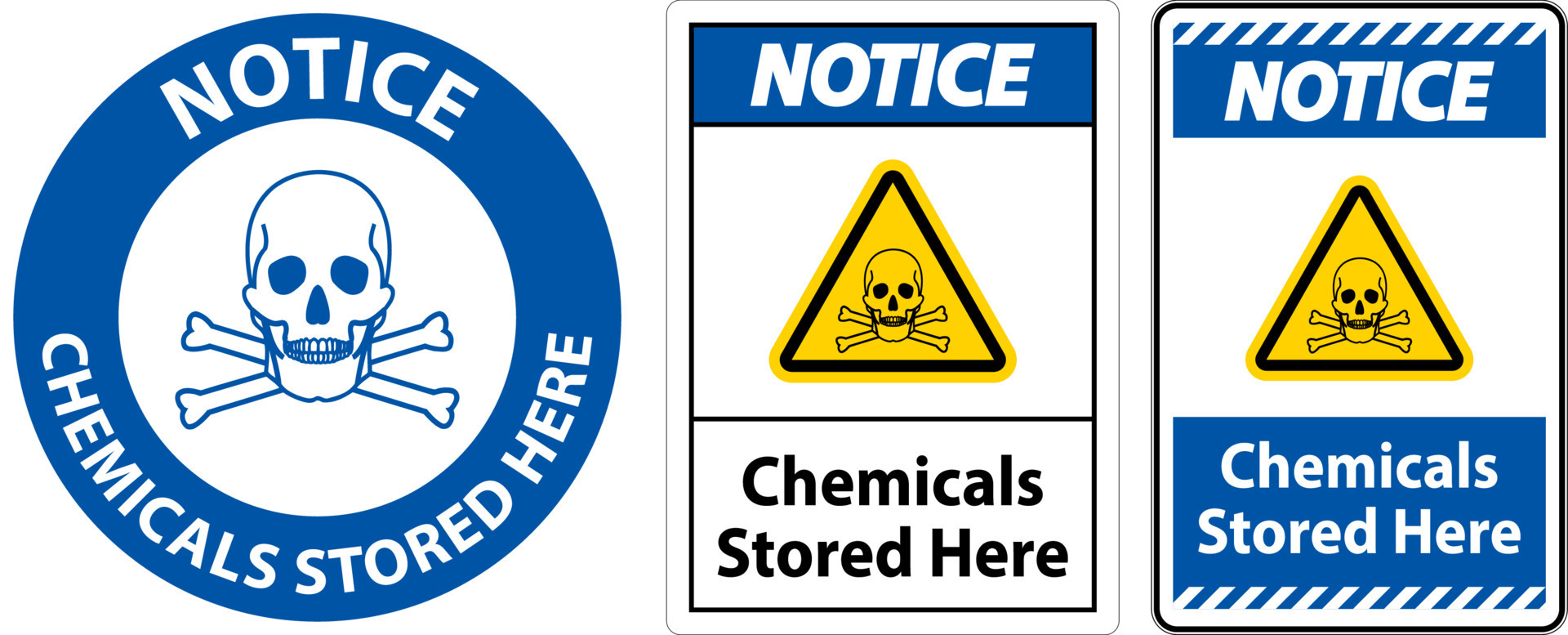Notice Chemicals Stored Here Sign On White Background 5545654 Vector Art at Vecteezy