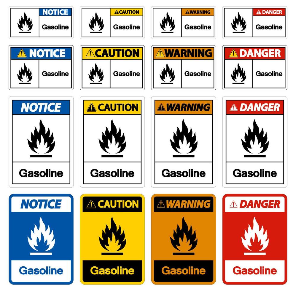 signo de símbolo de gasolina de peligro sobre fondo blanco vector