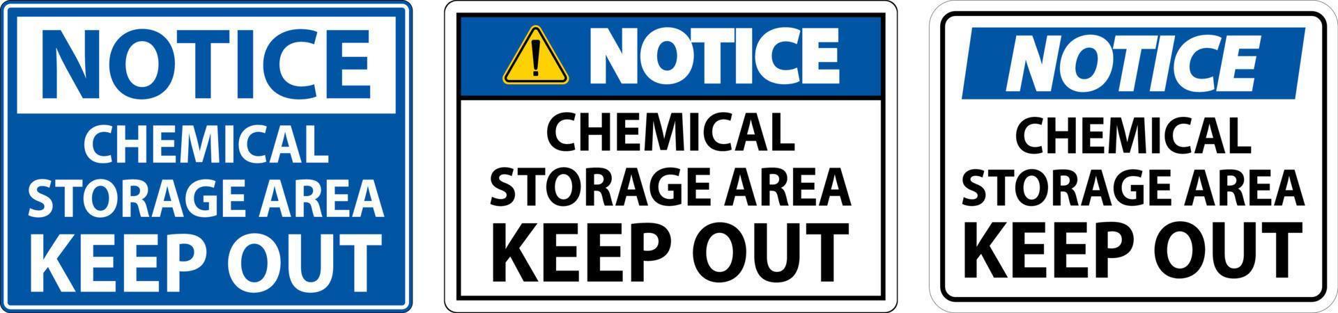 etiqueta de aviso zona de almacenamiento de productos químicos mantener fuera firmar vector