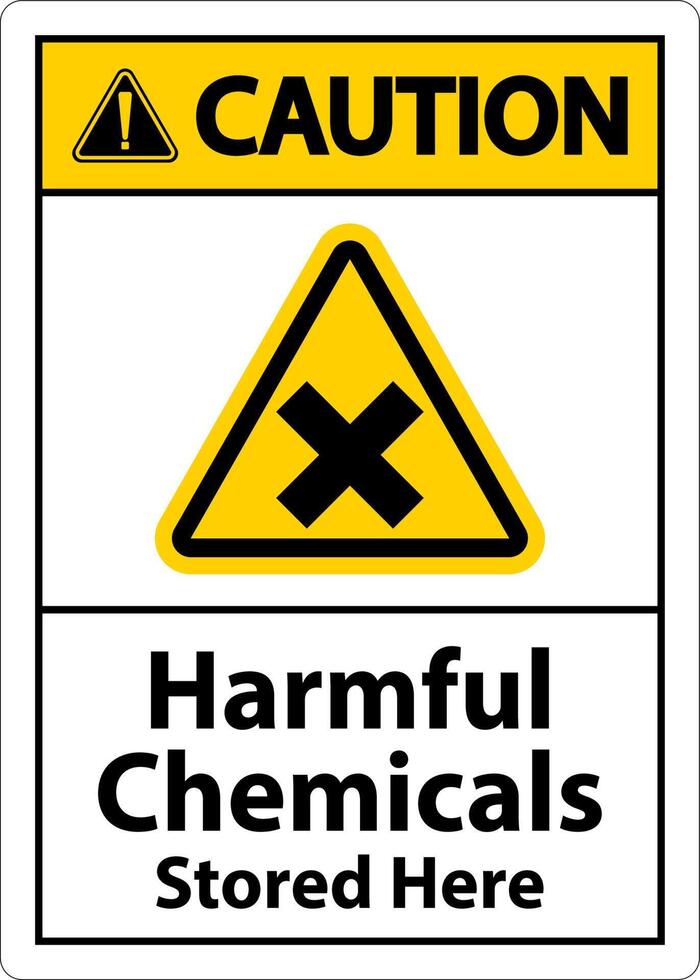 Caution Harmful Chemicals Stored Here Sign On White Background vector