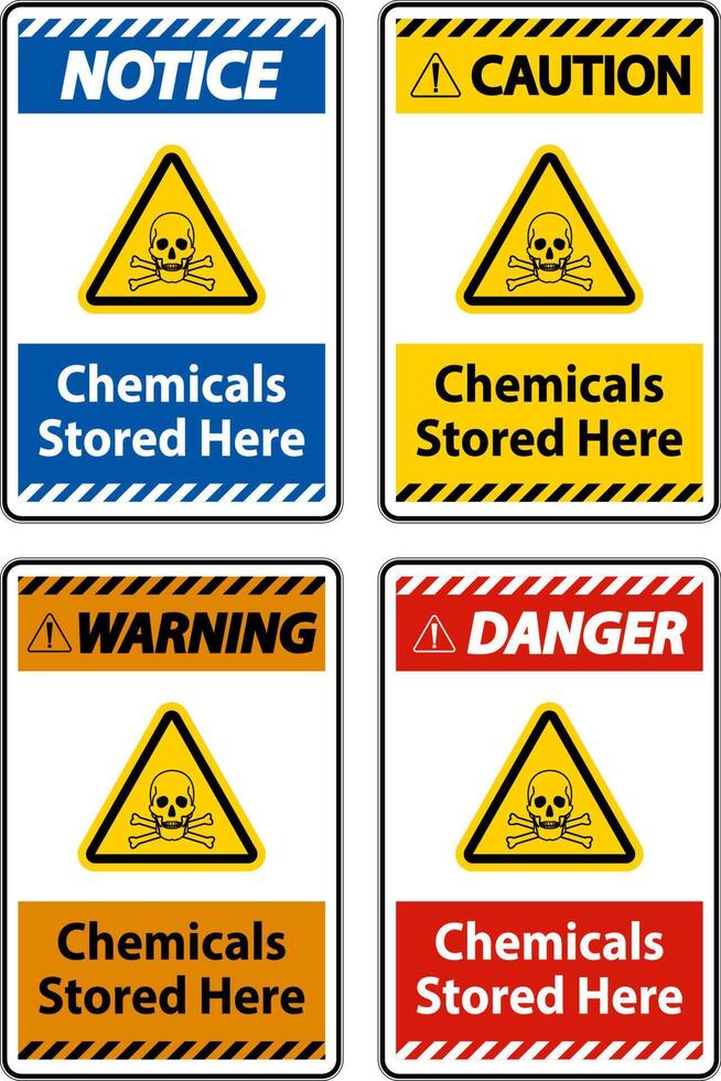 Label Chemicals Stored Here Sign On White Background vector