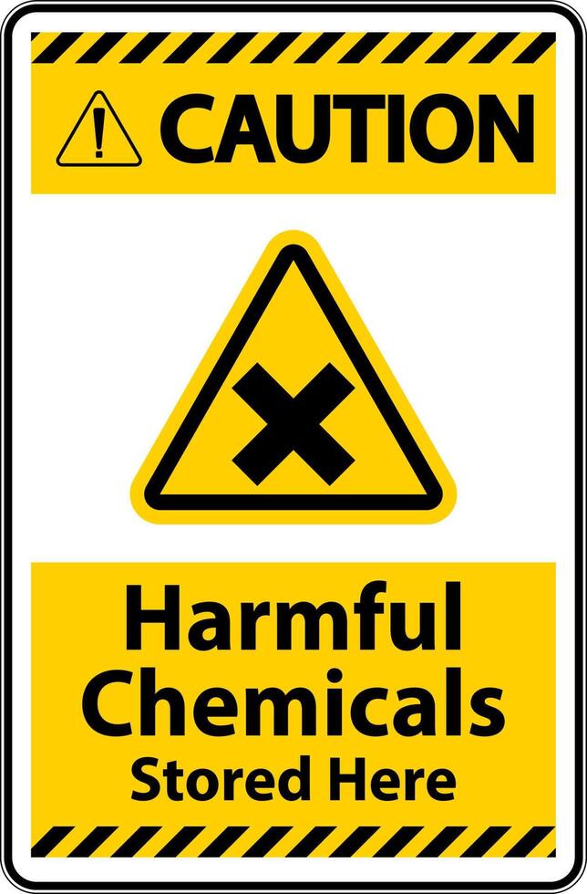 Caution Harmful Chemicals Stored Here Sign On White Background vector