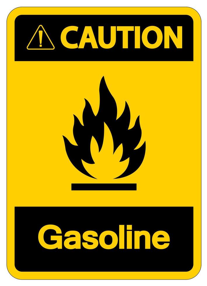 Precaución signo de símbolo de gasolina sobre fondo blanco. vector