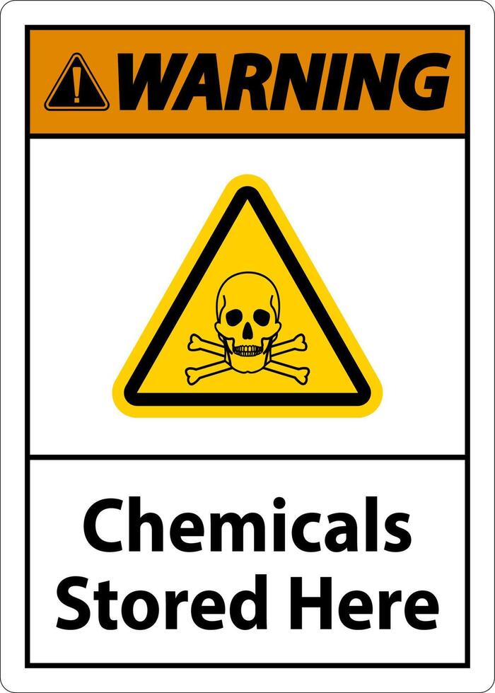 Warning Chemicals Stored Here Sign On White Background vector
