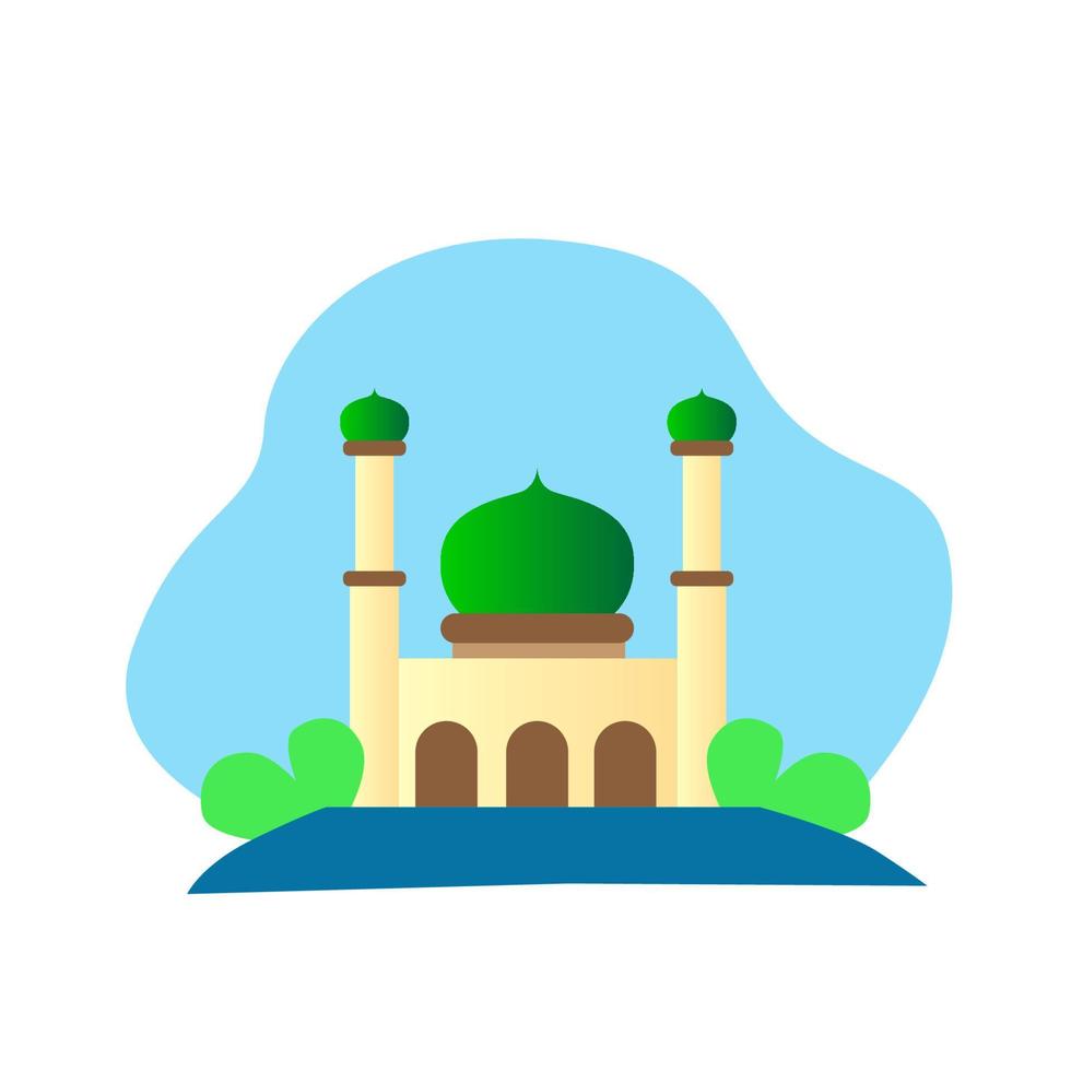 ilustración de mezquita en estilo plano y colorido. diseño para ramadán y festividades islámicas. vector