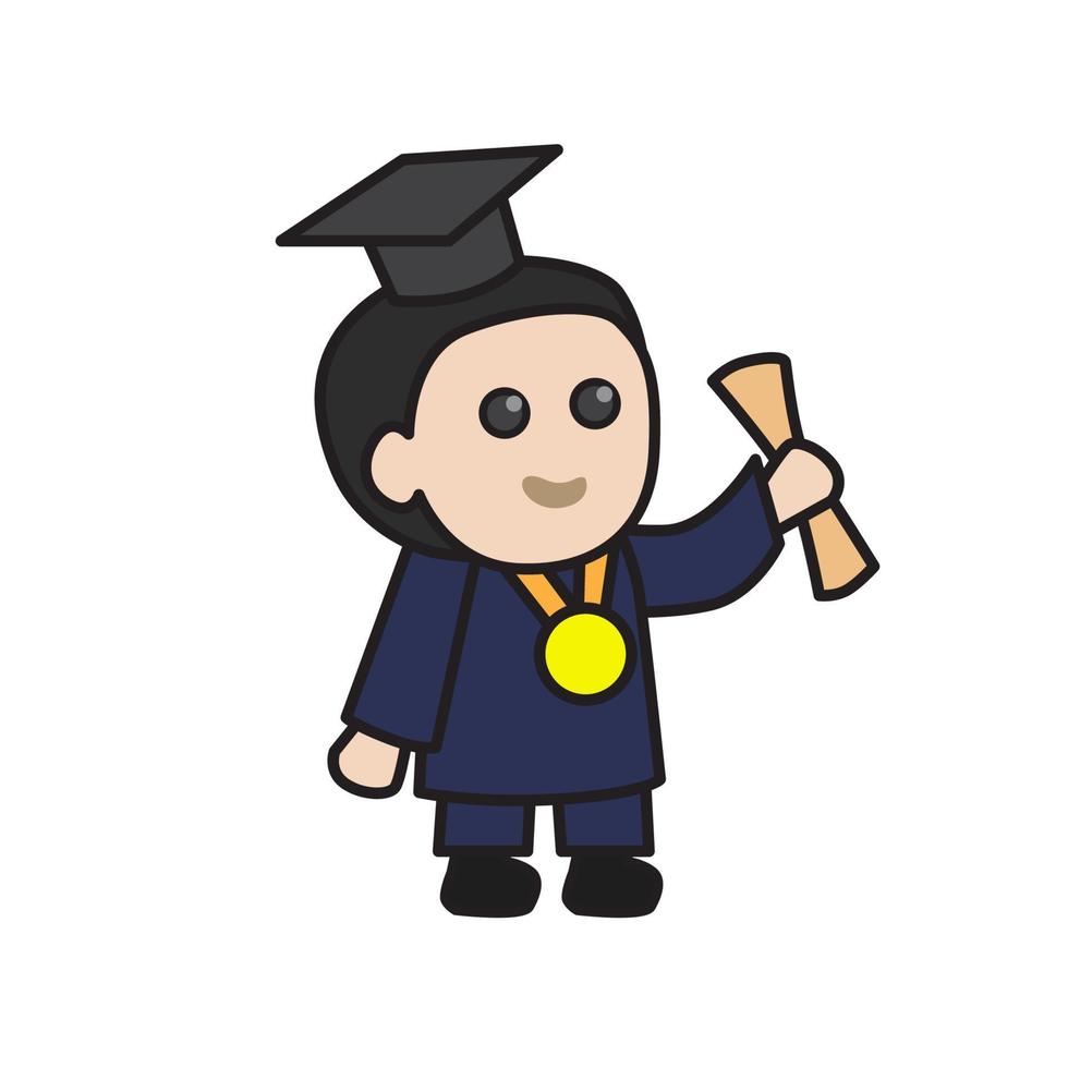 cute graduation illustration in outline style. vector