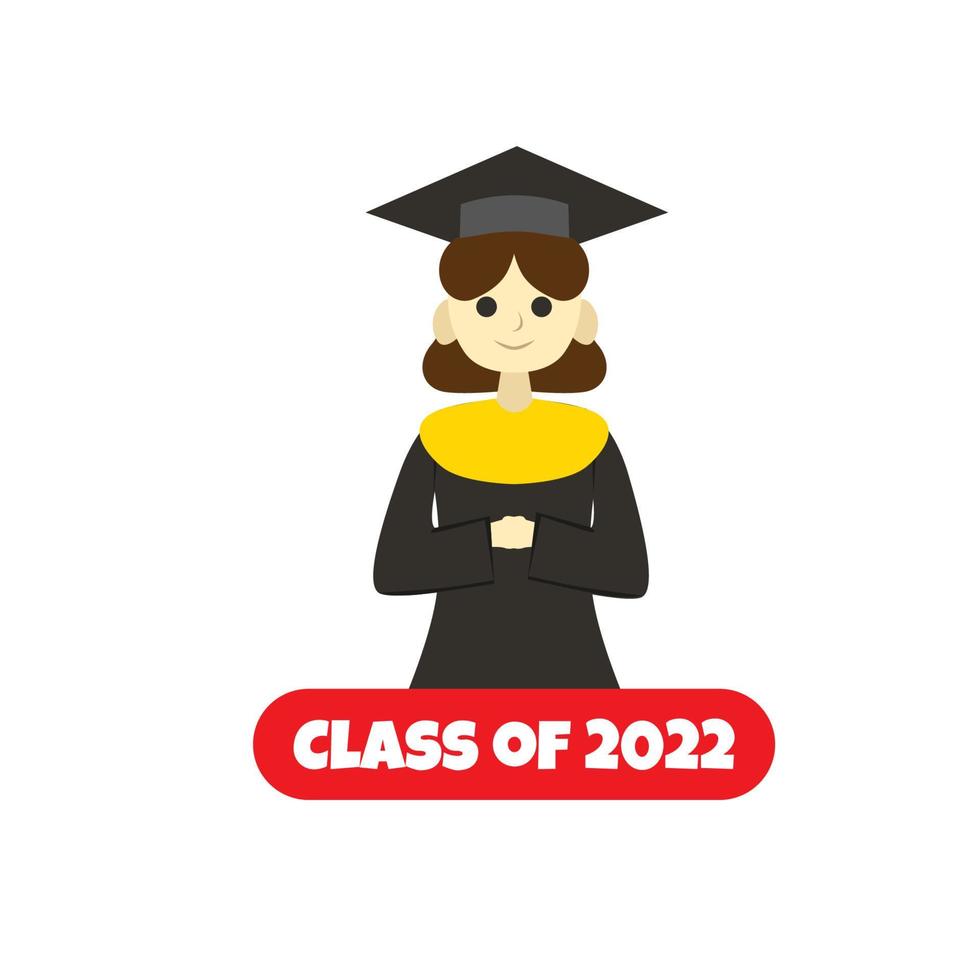 Ilustración de graduación de 2022 en estilo plano. vector