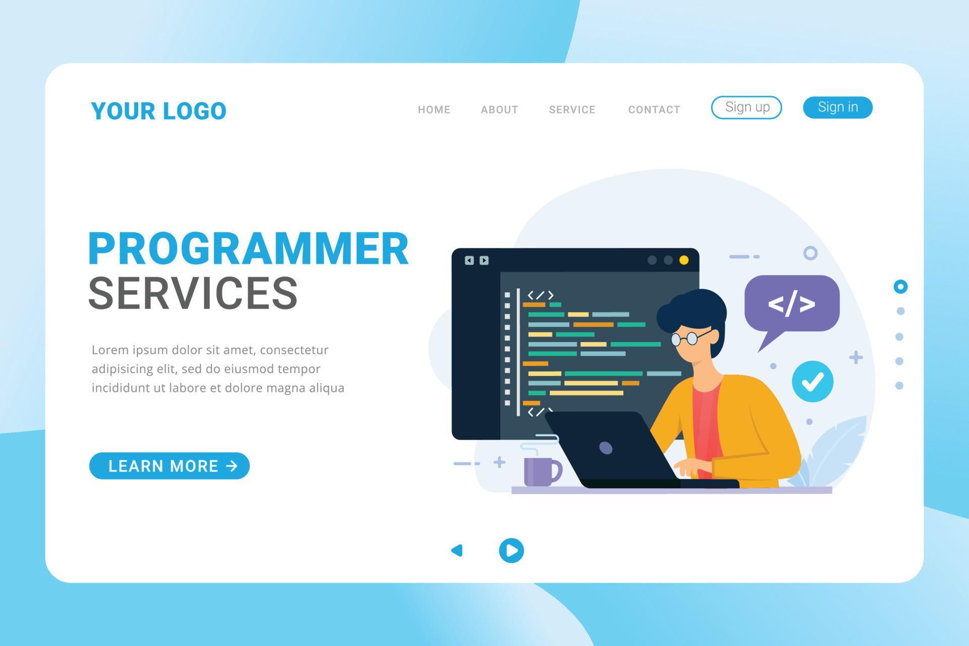 Landing page template programming services design concept 5545844 ...