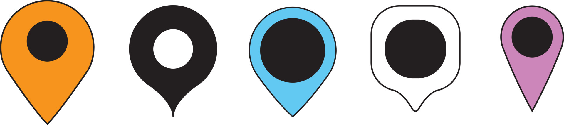 Map Pinpoint Icons, Multi Series on white background. Vector ...