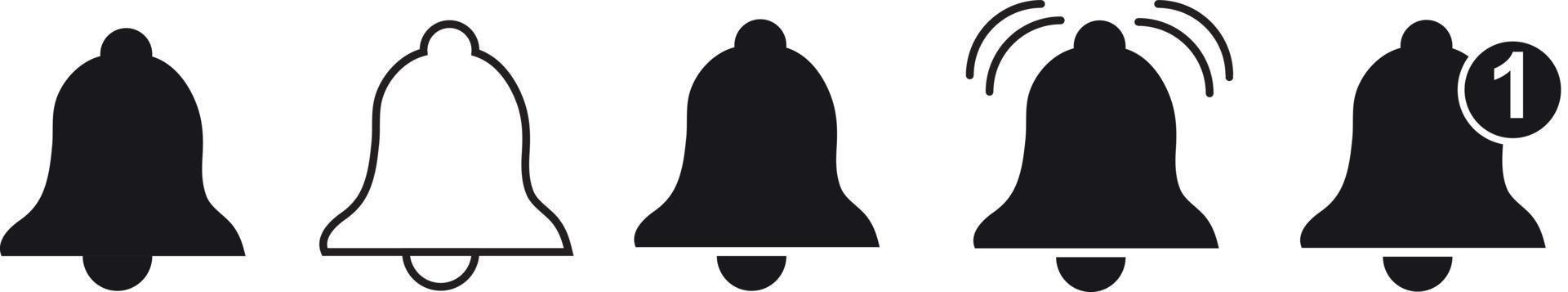 Notification bell icon. Alarm symbol. Incoming inbox message. Ringing bells. Alarm clock and smartphone application alert. Social media element. New message symbol flat style vector