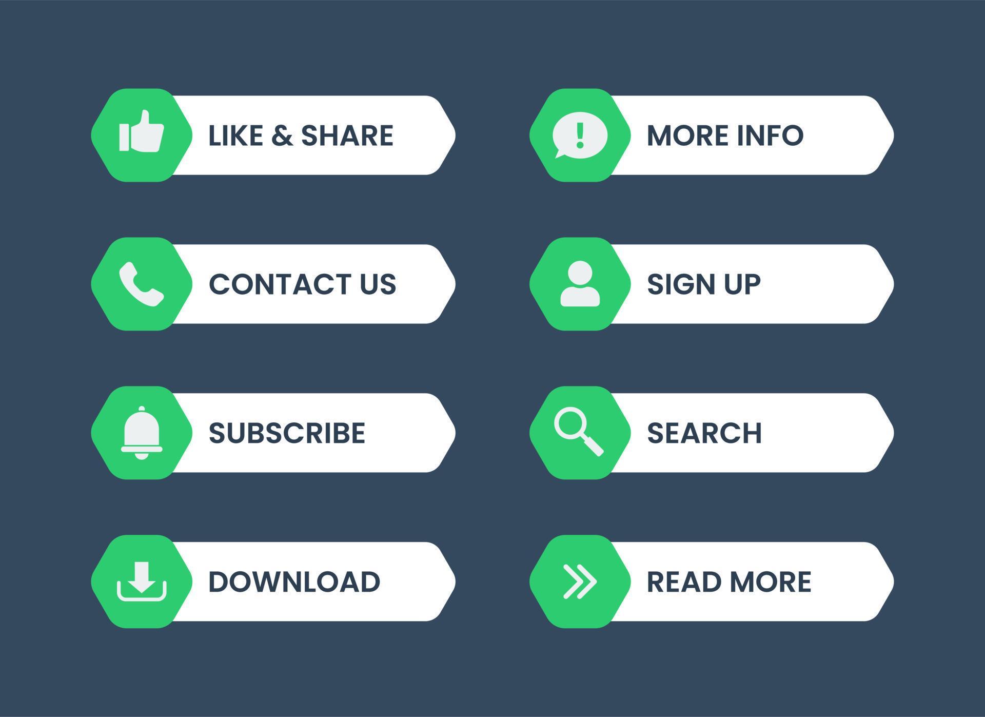 Flat design call to action button collection. Suitable for many ...