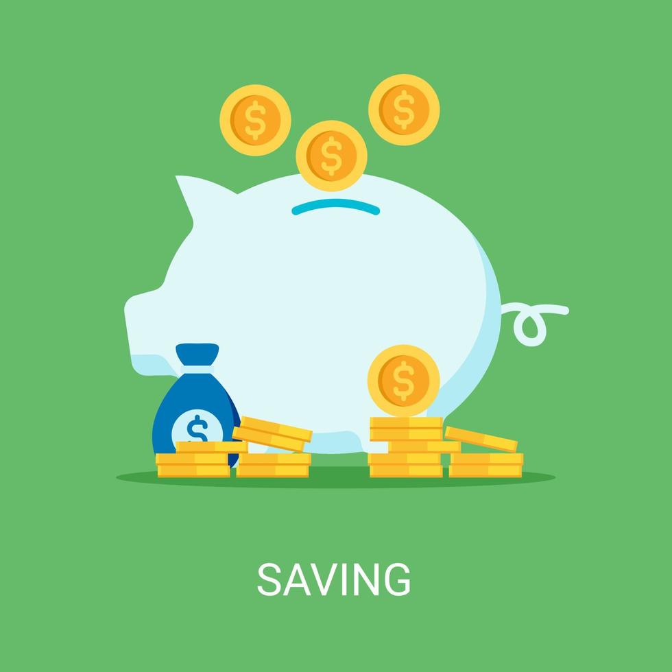 Savings vector illustration background in flat style. Suitable for web banners, social media, postcard, presentation and many more.