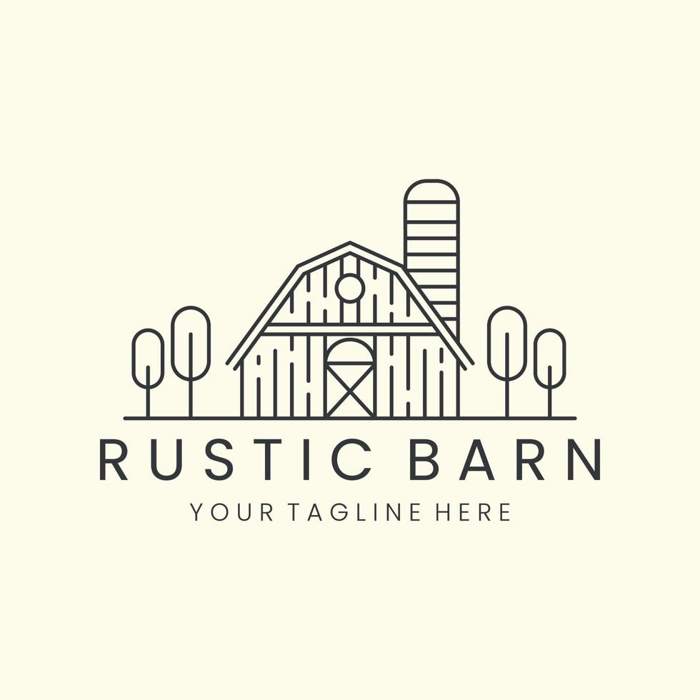 rustic barn minimalist line art design icon illustration template design vector