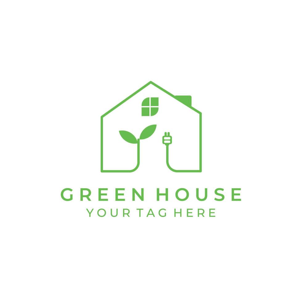 green house logo illustration design, eco house illustration design vector