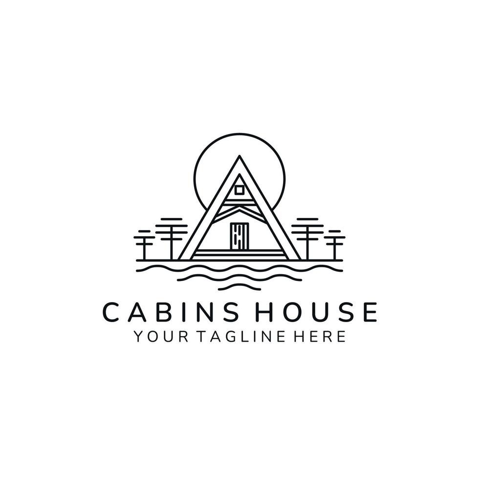 cabin home minimalist logo icon vector illustration template design. cottage, lodge, hut logo template design