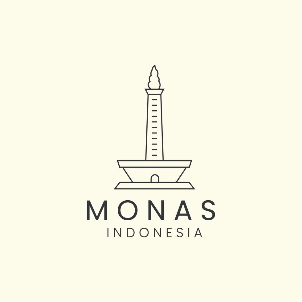 monas indonesia diseño de vector de plantilla de icono de logotipo de arte de línea minimalista