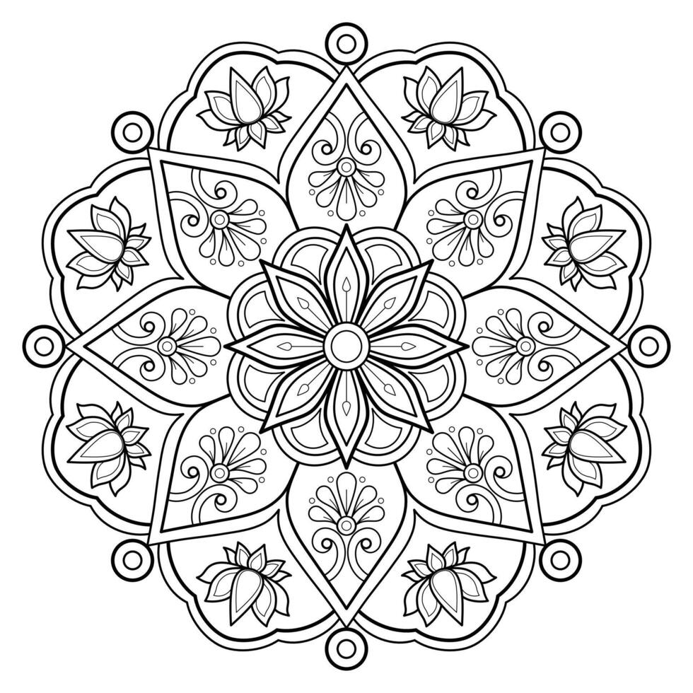 Mandala pattern Coloring book Art wallpaper design vector