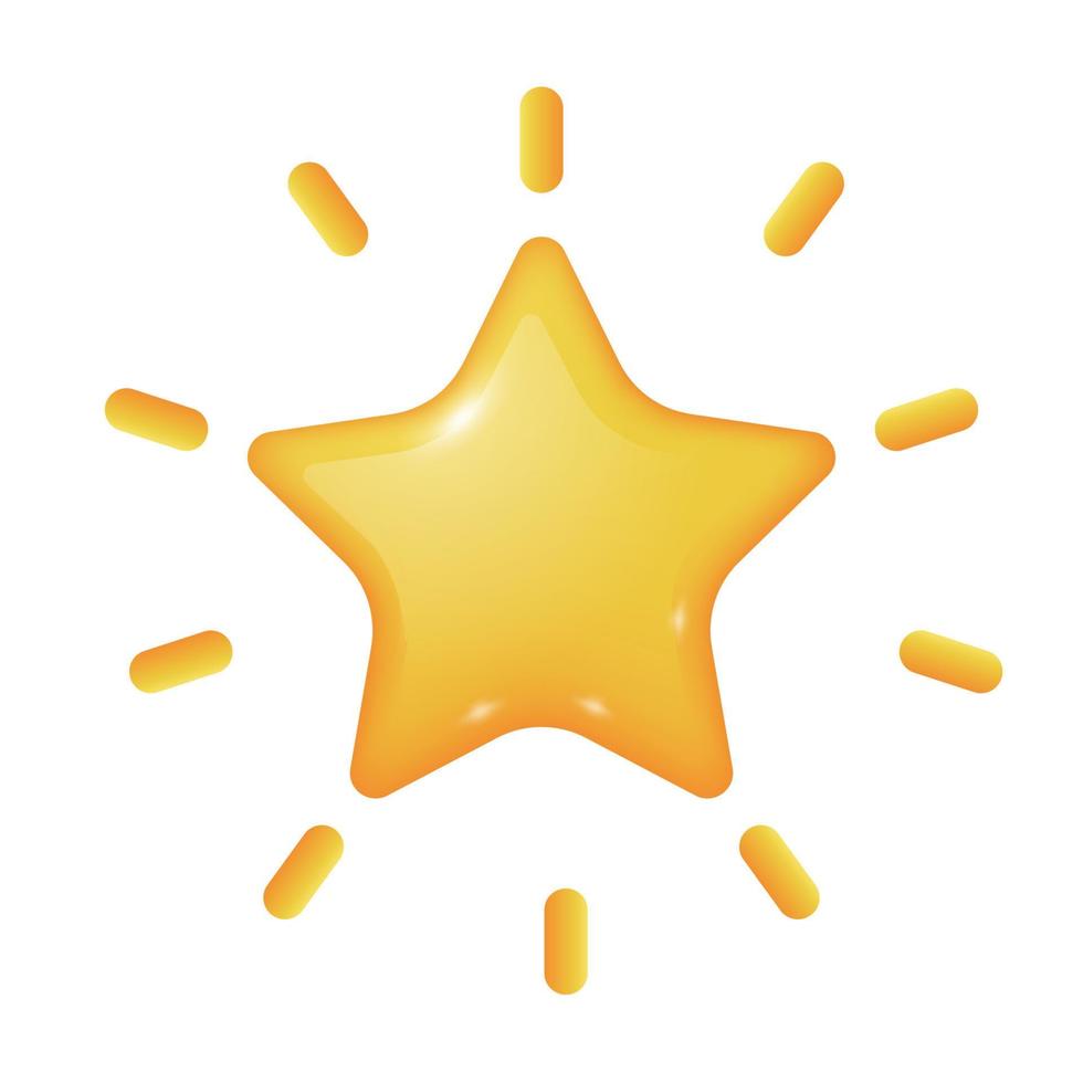 3d cute star review rating feedback vector