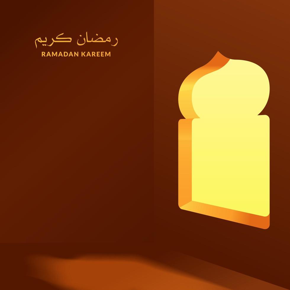 empty room mosque with warm rays light trough window for ramadan kareem or islamic event party vector