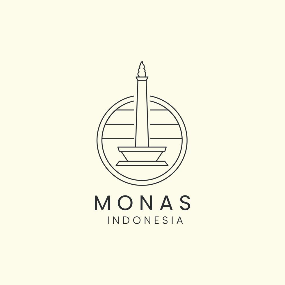 monas indonesia línea minimalista arte logotipo emblema icono plantilla vector diseño