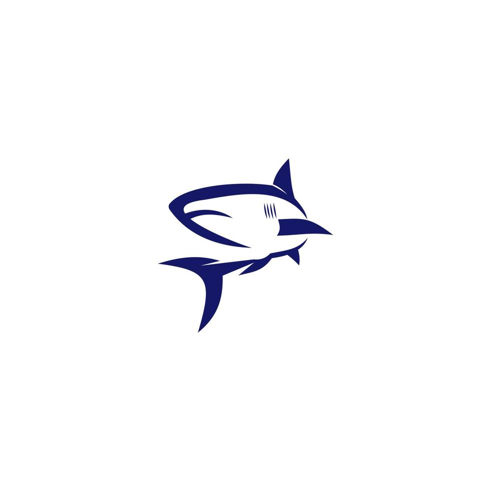 Inspiración en el diseño del logotipo de tiburón con azul oscuro. vector