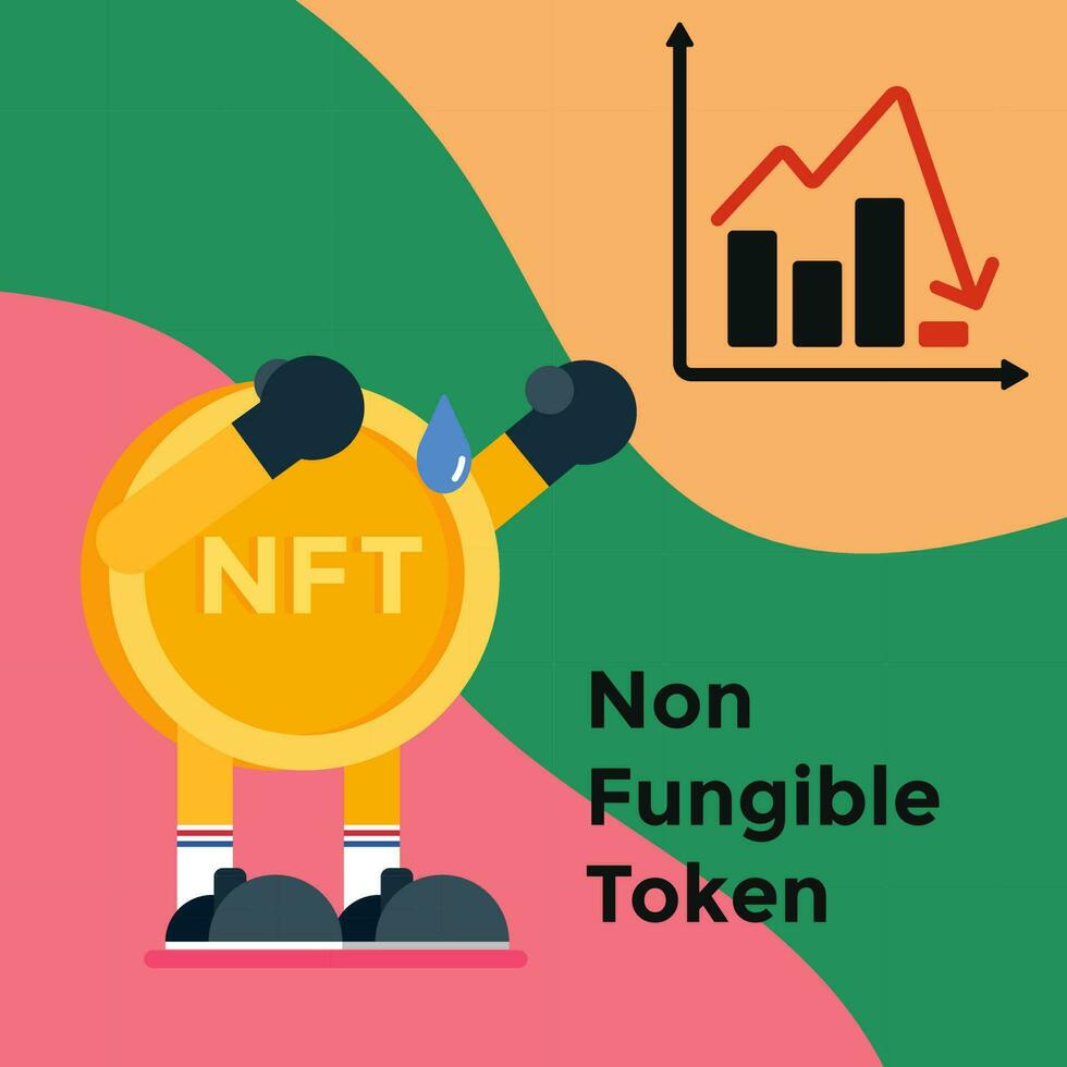 Illustration vector graphic of Non Fungible Token with The Bad Chart Value. Perfect for NFT design, NFT content, NFT template, etc.