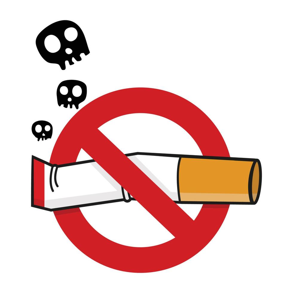 Burning cigarette  butt with a smok sign vector