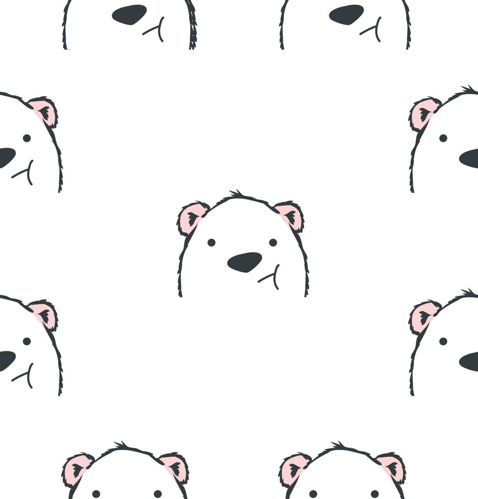 Head Polar bear seamless pattern vector