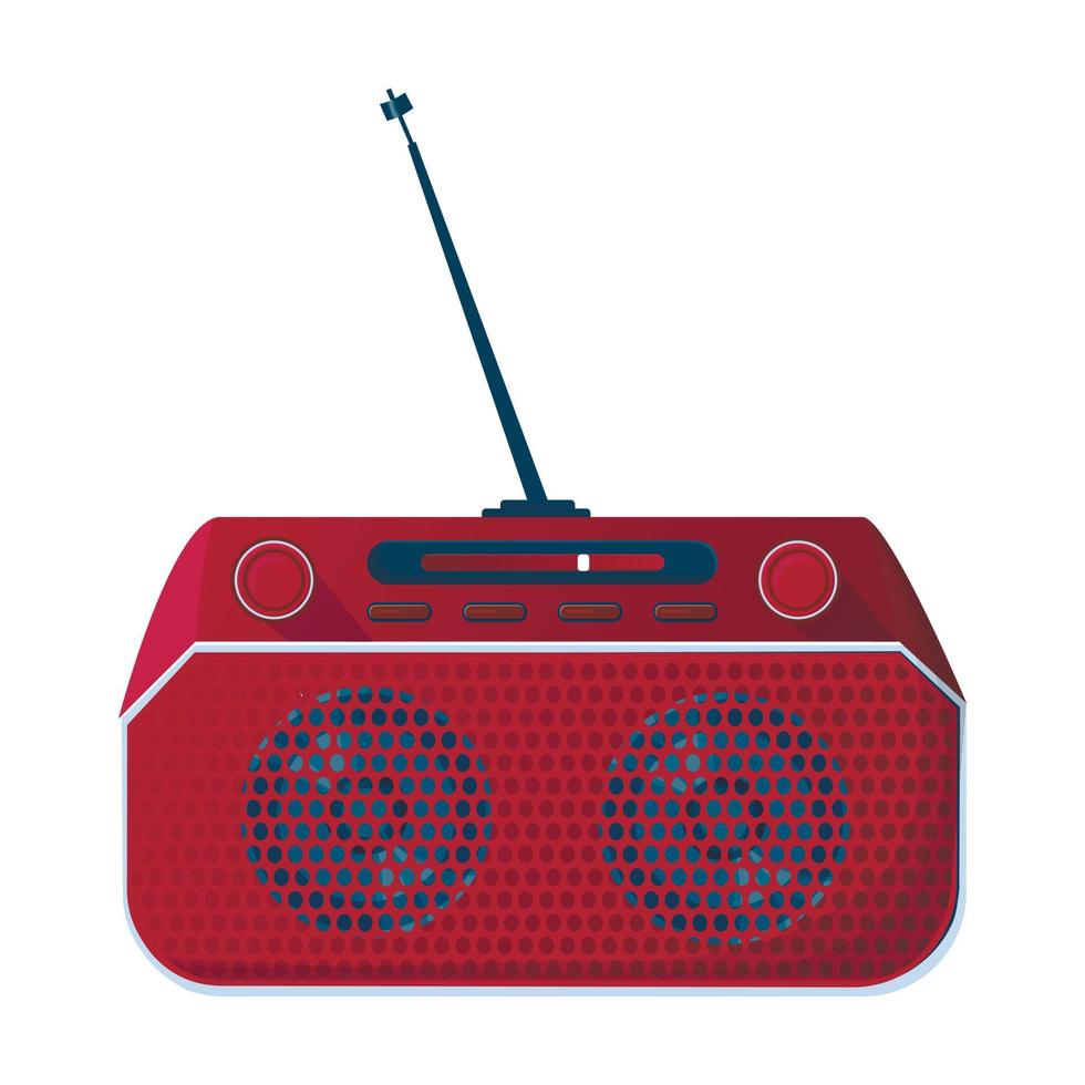 radio roja de estilo retro con antena vector