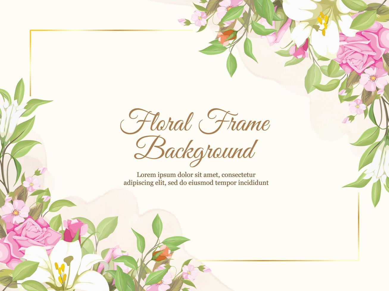 fondo de banner de boda floral con diseño de lirios y rosas vector