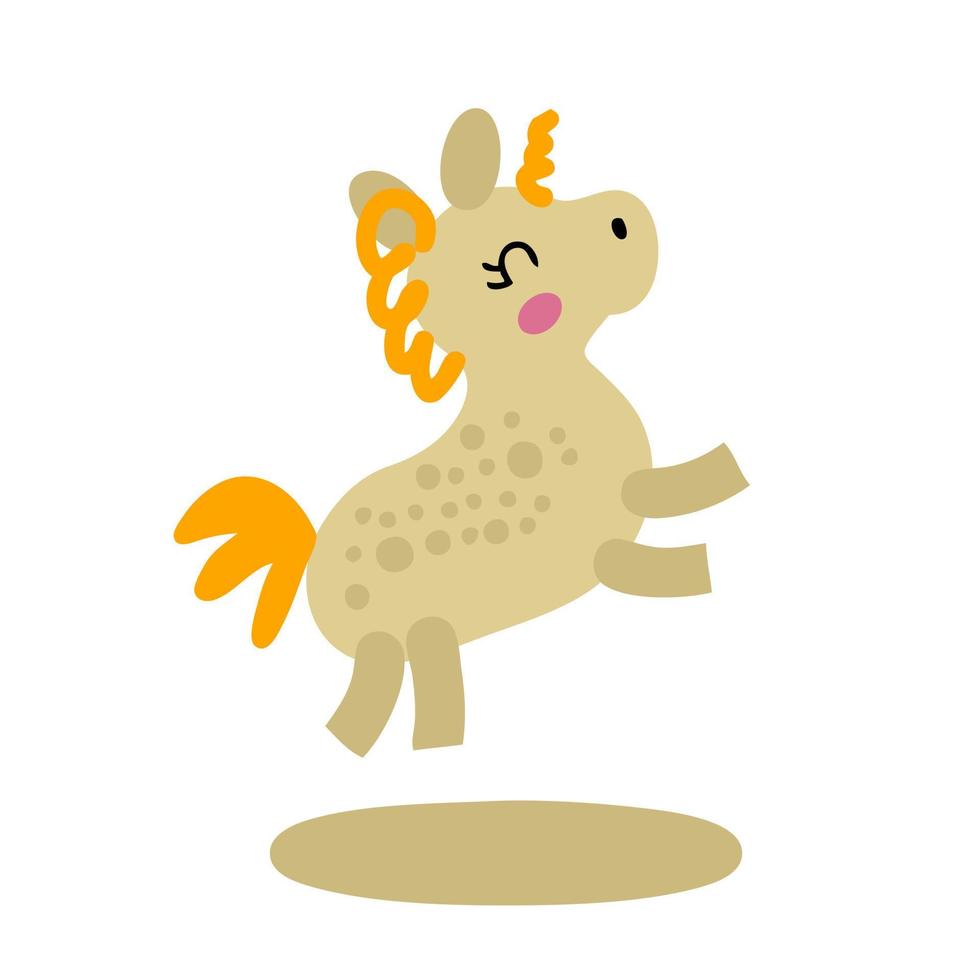 Hand drawn vector illustration cute spotted unicorn.