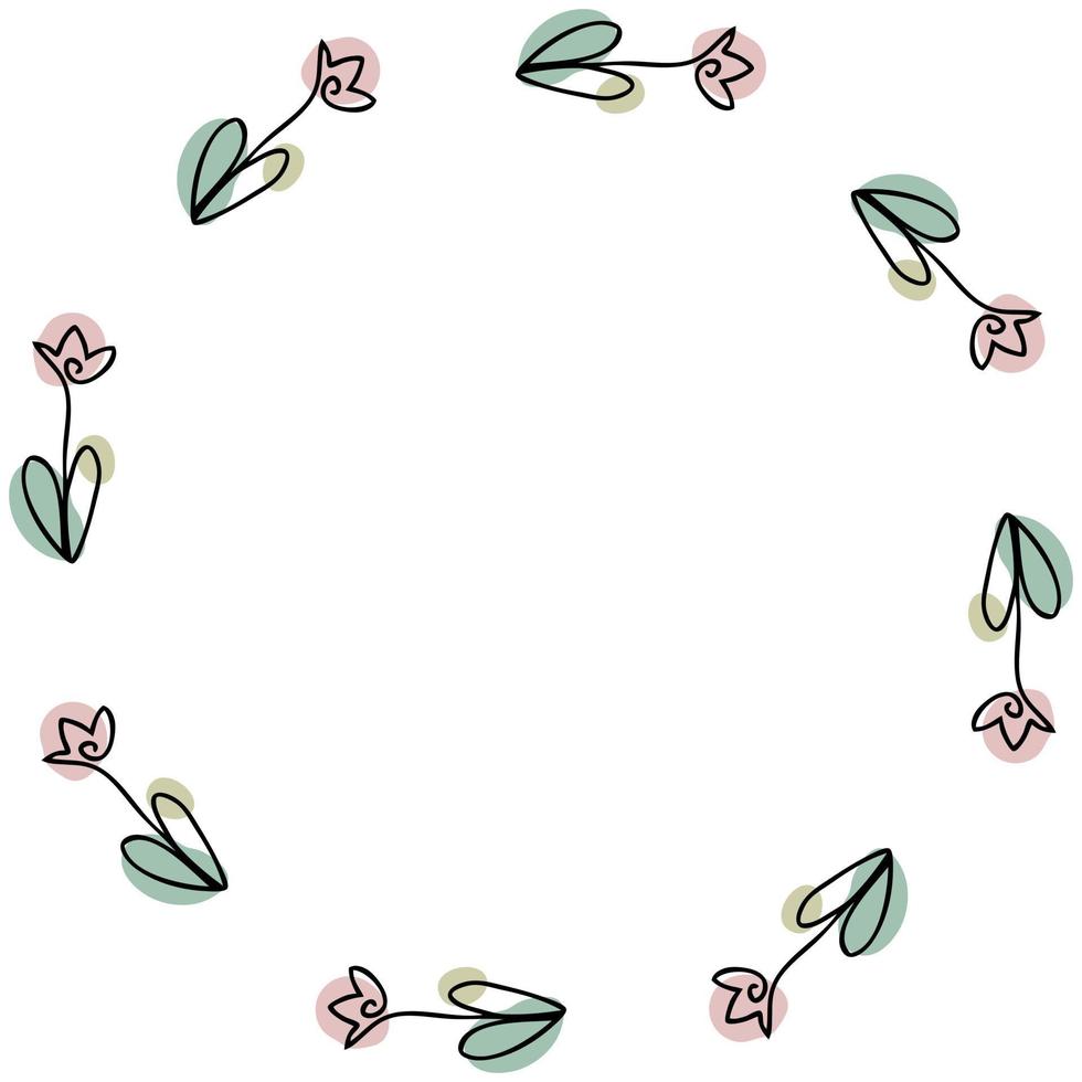 Single line draw tulip flowers frame. vector