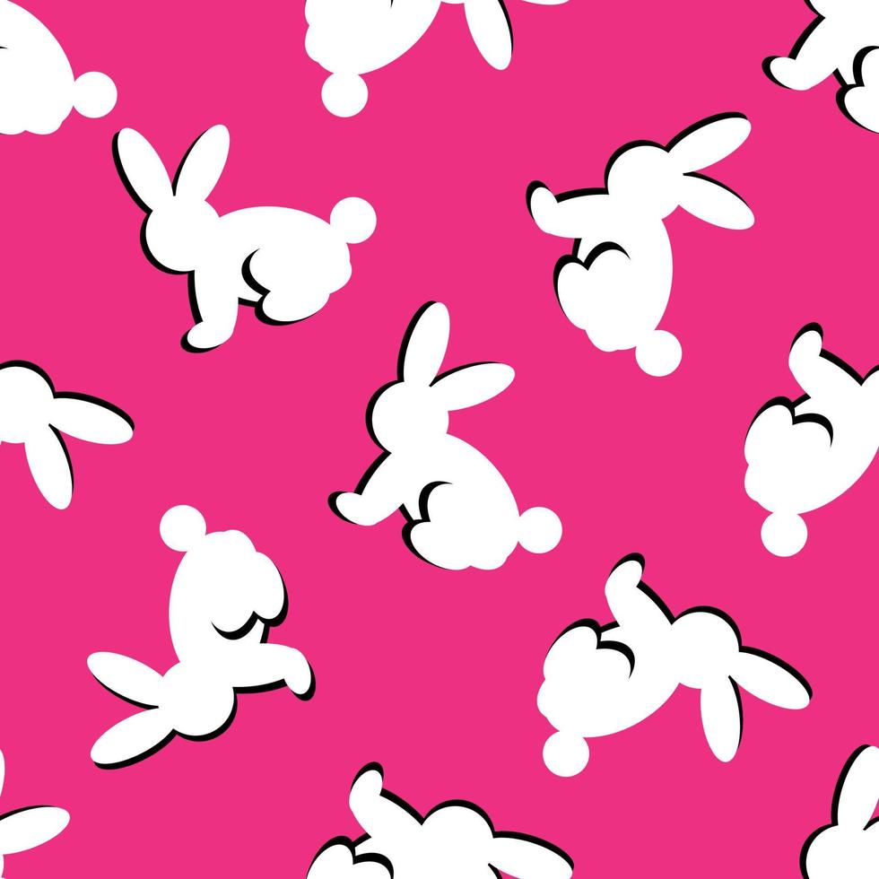 Seamless background with silhouettes of white rabbits vector